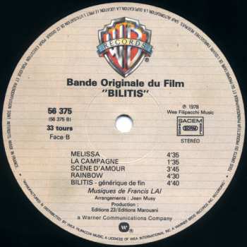 LP Francis Lai: Bilitis (Bande Originale Du Film)