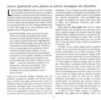 CD Frank Bridge: Piano Quintet・String Quartet No 4・Three Idylls