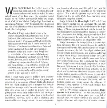 CD Frank Bridge: Piano Quintet・String Quartet No 4・Three Idylls