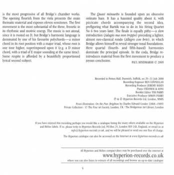 CD Frank Bridge: Piano Quintet・String Quartet No 4・Three Idylls