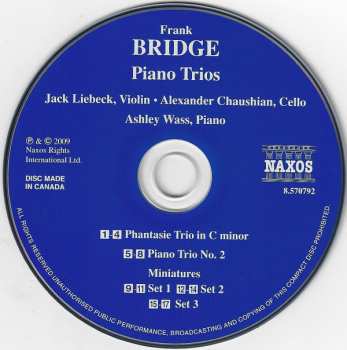 CD Frank Bridge: Piano Trio No. 2 / Phantasie Trio · Miniatures