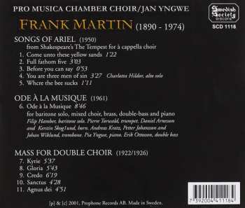 CD Frank Martin: Songs Of Ariel / Ode À La Musique / Mass For Double Choir
