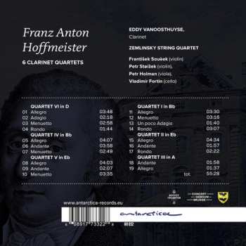 CD Franz Anton Hoffmeister: 6 Clarinet Quartets