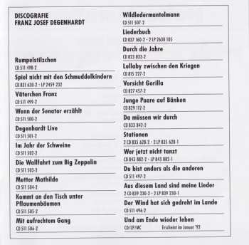 CD Franz Josef Degenhardt: Mutter Mathilde