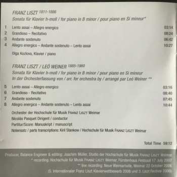 CD Franz Liszt: Liszt & Liszt/Weiner Sonata - World Premier Recording 