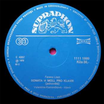 LP Franz Liszt: Sonáta H Moll / Léta Putování II. ‧ Itálie / Mefisto - Valčík