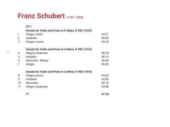 CD Franz Schubert: Complete Works For Violin And Piano