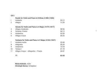 CD Franz Schubert: Complete Works For Violin And Piano