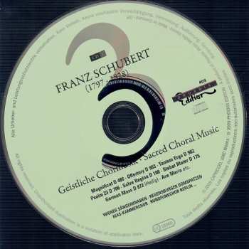 3CD Franz Schubert: 3 - Choral Music • Chormusik - Magnificat • Salve Regina • Tantum Ergo • Ave Maria • Der Lindenbaum • Ständchen • Psalm 23