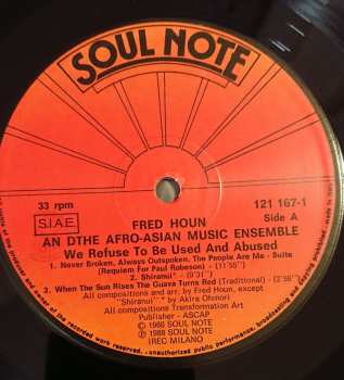 LP Fred Houn And The Afro-Asian Music Ensemble: We Refuse To Be Used And Abused