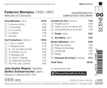 CD Frederic Mompou: Mélodies Et Chansons