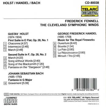 CD Johann Sebastian Bach: Suite No. 1 In E-Flat /Suite No. 2 In F / Music For The Royal Fireworks / Fantasia In G