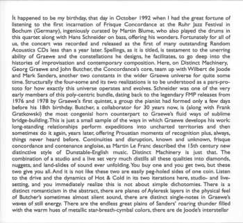 2CD Frisque Concordance: Distinct Machinery 