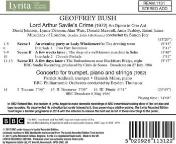 CD Geoffrey Bush: Lord Arthur Savile's Crime / Concerto For Trumpet, Piano And Strings