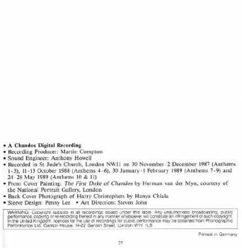 4CD/Zestaw pudełkowy Georg Friedrich Händel: Chandos Anthems (Complete)