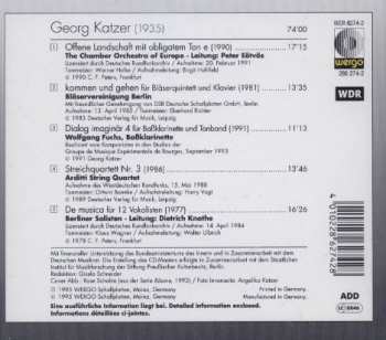CD Georg Katzer: Offene Landschaft Mit Obligatem Ton E · Kommen Und Gehen · Dialog Imaginär 4 · Streichquartett Nr. 3 · De Musica