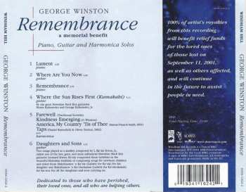 CD George Winston: Remembrance (A Memorial Benefit)
