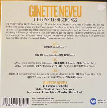 4CD/Zestaw pudełkowy Ginette Neveu: The Complete Recordings