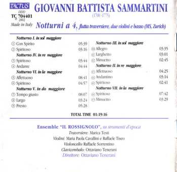 CD Giovanni Sammartini: Notturni A 4, Flutta Traversiere, Due Violini E Basso (MS, Zurich)