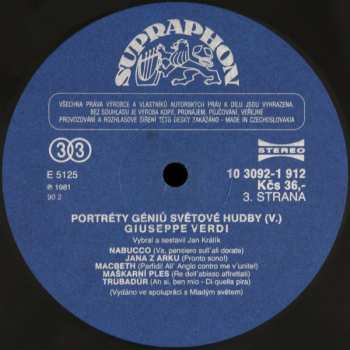 2LP Giuseppe Verdi: Géniové Světové Hudby V.