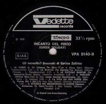 LP Τα Μπουζούκια Του Στέλιου Ζαφειρίου: Incanto Del Pireo (Greek Holiday) - Gli Incredibili Bouzouki Di Stelios Zafiriou
