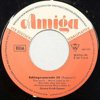 SP Günter Friess Sextett: Schlager-Parade III