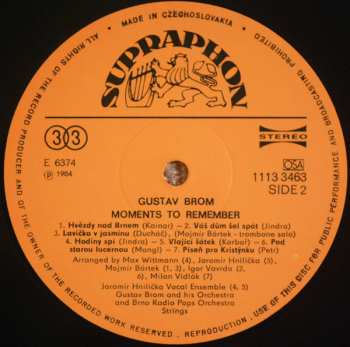 LP Gustav Brom: Dárek Na Památku (Moments To Remember)