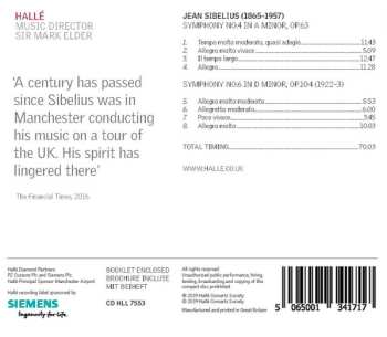 CD Jean Sibelius: Symphony No. 4; Symphony No. 6