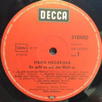 LP Hana Hegerová: So Geht Es Auf Der Welt Zu