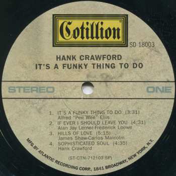 LP Hank Crawford: It's A Funky Thing To Do