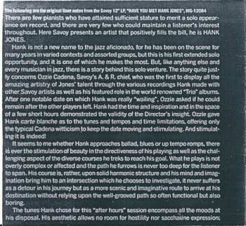 CD Hank Jones: Piano Solo