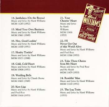 CD Hank Williams: The Country Music Hall Of Fame Presents - Legendary Country Singers