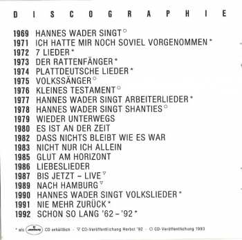 CD Hannes Wader: Schon So Lang • '62-'92