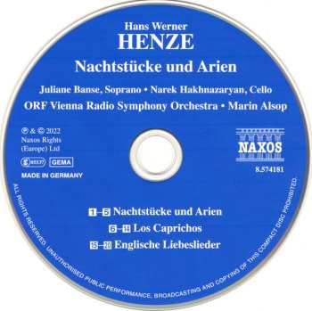 CD Juliane Banse: Nachtstücke Und Arien / Los Caprichos / Englische Liebeslieder