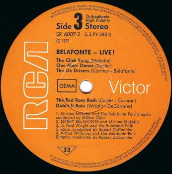 2LP/Zestaw pudełkowy Harry Belafonte: Belafonte Live!