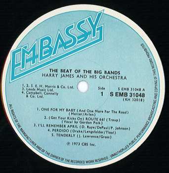 LP Harry James And His Orchestra: The Beat Of The Big Bands