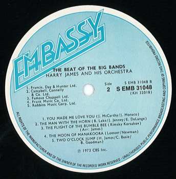 LP Harry James And His Orchestra: The Beat Of The Big Bands