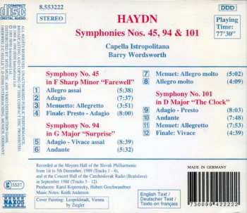CD Joseph Haydn: Symphonies No. 45 "Farewell" • No. 94 "Surprise" • No. 101 "The Clock"