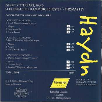 CD Joseph Haydn: Konzerte Für Klavier Und Orchester = Concertos For Piano And Orchestra (F-Dur/F Major - G-Dur/G Major  - D-Dur/D Major)