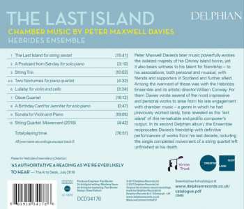 CD Hebrides Ensemble: The Last Island: Chamber Music By Peter Maxwell Davies