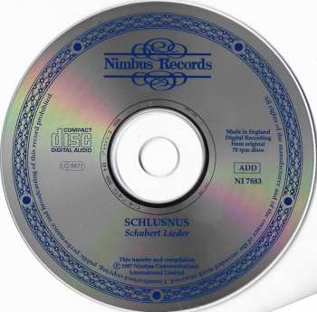 CD Heinrich Schlusnus: Schubert Lieder 