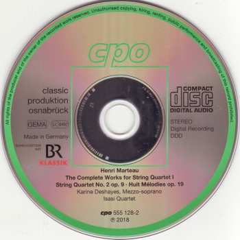 CD Karine Deshayes: Complete Works For String Quartet I