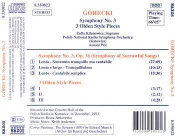 CD Henryk Górecki: Symphony No. 3 (Symphony Of Sorrowful Songs) / 3 Olden Style Pieces