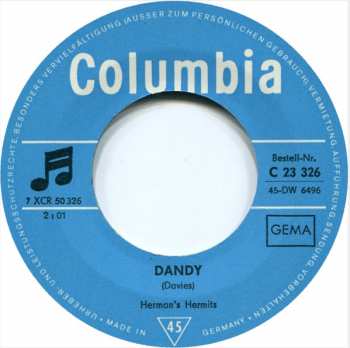 SP Herman's Hermits: Dandy / Hold On