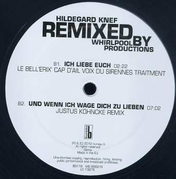 LP Hildegard Knef: Remixed By Whirlpool Productions CLR