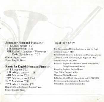 CD Paul Hindemith: Kleine Kammermusik, Sonaten