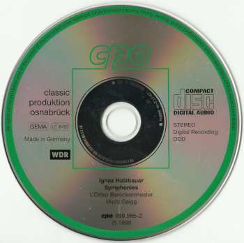 CD Ignaz Jakob Holzbauer: Five Symphonies