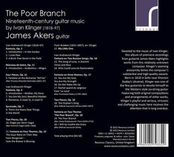 CD James Akers: The Poor Branch (Nineteenth-Century Guitar Music By Ivan Klinger)