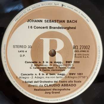 2LP/Zestaw pudełkowy Johann Sebastian Bach: I 6 Concerti Brandeburghesi