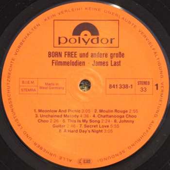 LP James Last: Born Free... Und Andere Große Filmmelodien